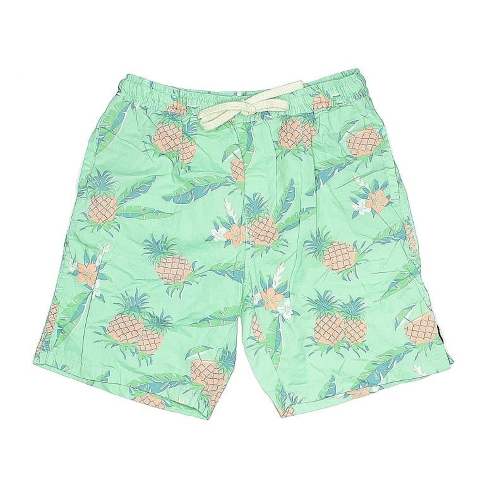 Mens Pineapple Print Green Swim Shorts